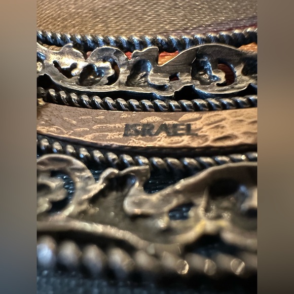 925 Sterling Silver Ornate Crescent Necklace | Israel - Picture 4 of 8